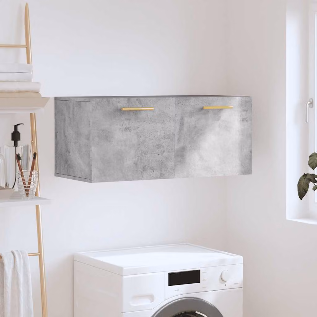 Mobile a parete vidaXL in legno multistrato e MDF, colore grigio cemento, L 80 x P 36,5 x H 35 cm