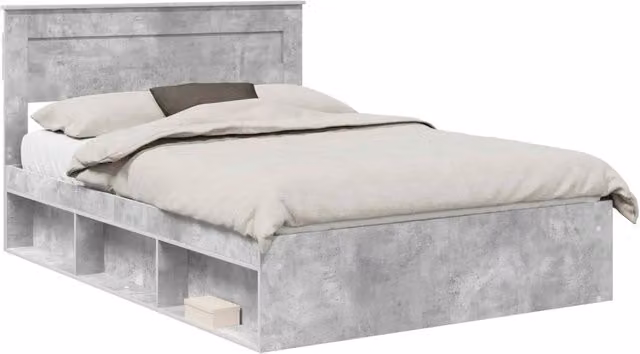 Letto matrimoniale moderno DESIGN IN in pino massello colore grigio L/P/H: 140 x 200 x 210 cm