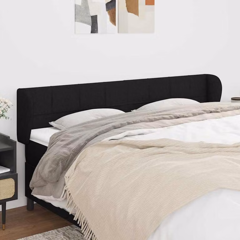 Testiera ad orecchio vidaXL in tessuto nero L: 163 cm, P: 23 cm, H: 78-88 cm