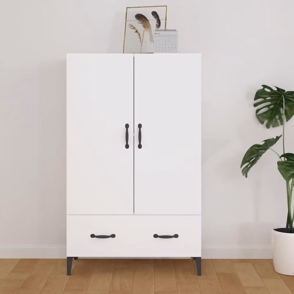 Credenza bianca moderna vidaXL in legno ingegnerizzato L: 70 cm, P: 31 cm, H: 115 cm