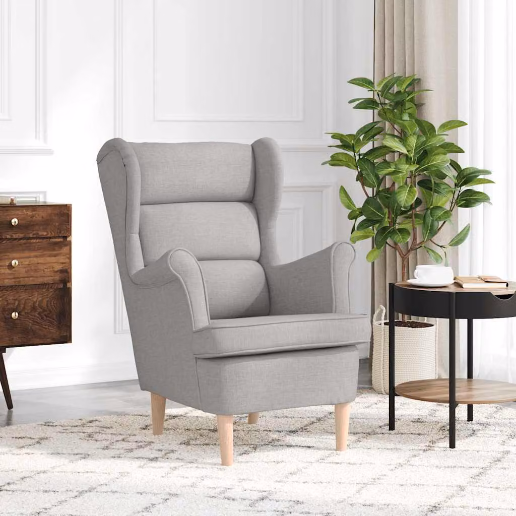 Poltrona moderna vidaXL in tessuto grigio con braccioli e imbottitura in schiuma L: 74 cm, P: 84 cm, H: 100 cm