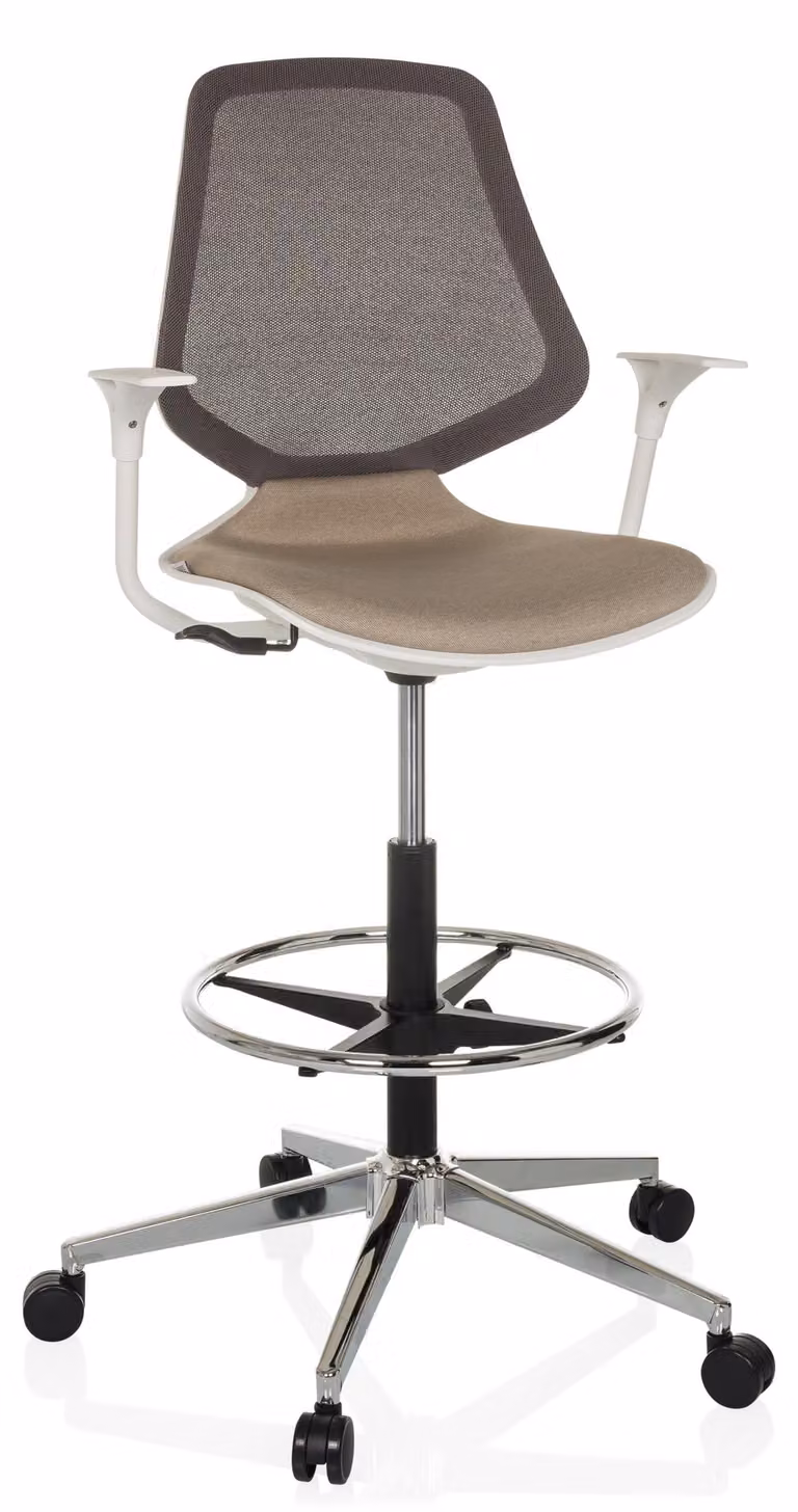 Sedia da ufficio TOP WORK STYLE, rivestita in tessuto/rete, color beige