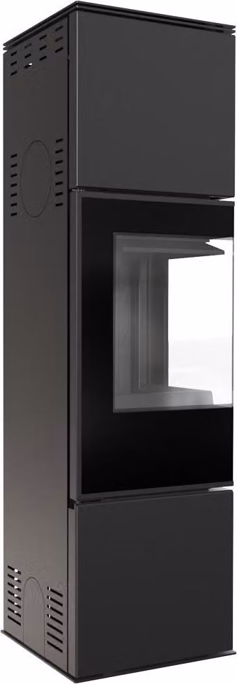 Stufa in acciaio KRATKI REN/M sinistra Ø 150 7 kW rivestimento nero