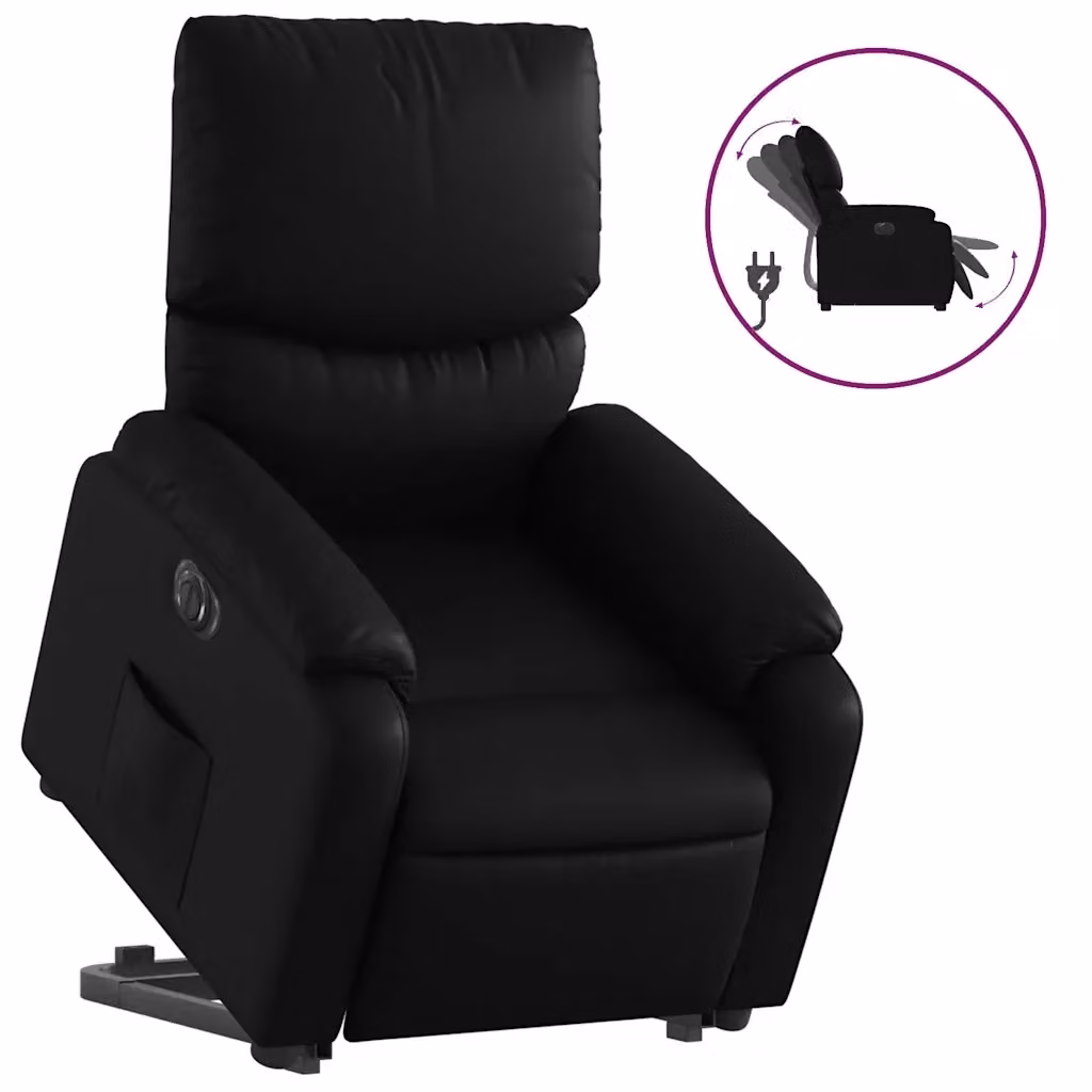 vidaXL Poltrona Alzapersona Reclinabile Elettrica Nera in Similpelle con Braccioli – 2