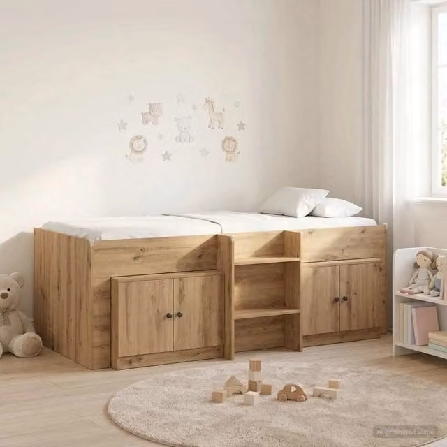 Struttura Letto Loft con Mobile 3 pz Rovere Artigianale 3423389