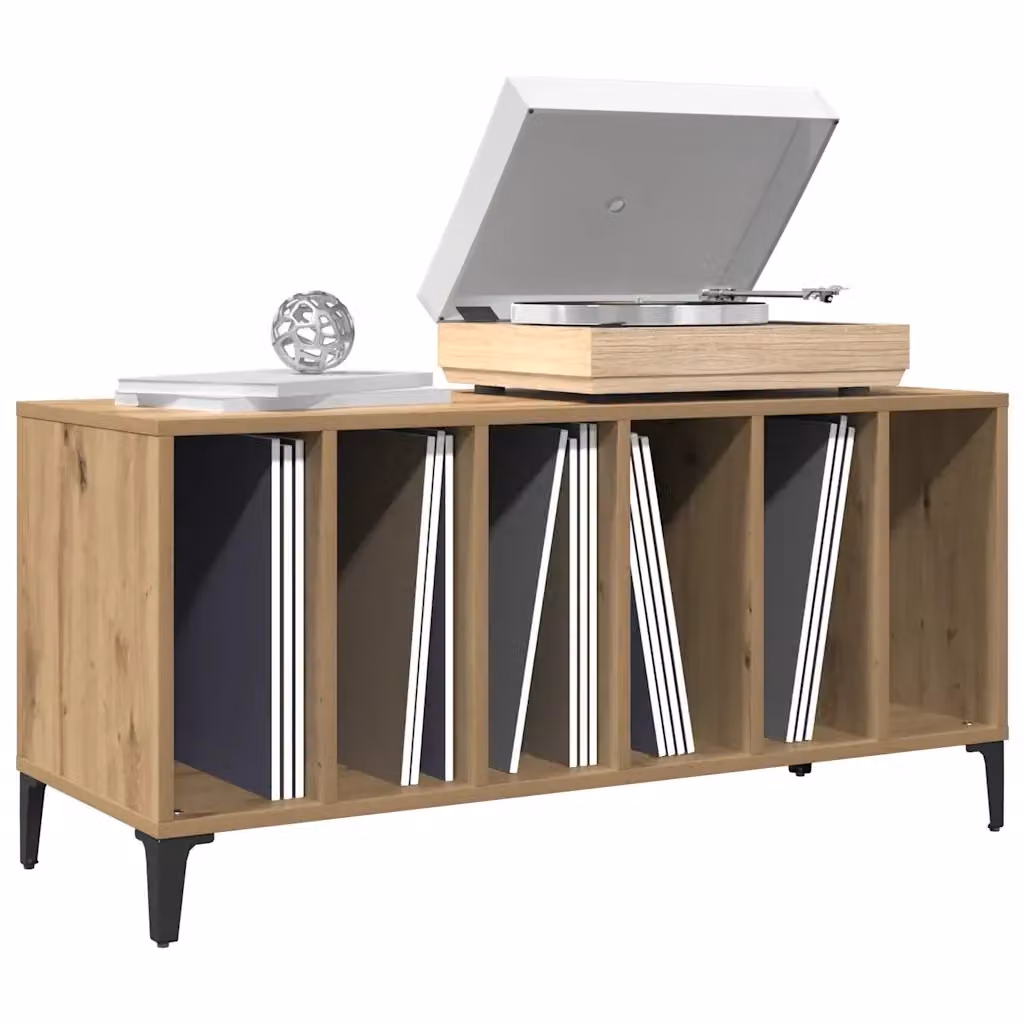 Mobile Porta Dischi in Rovere e Metallo Stile Industrial L: 100 cm, P: 38 cm, H: 48 cm – 2