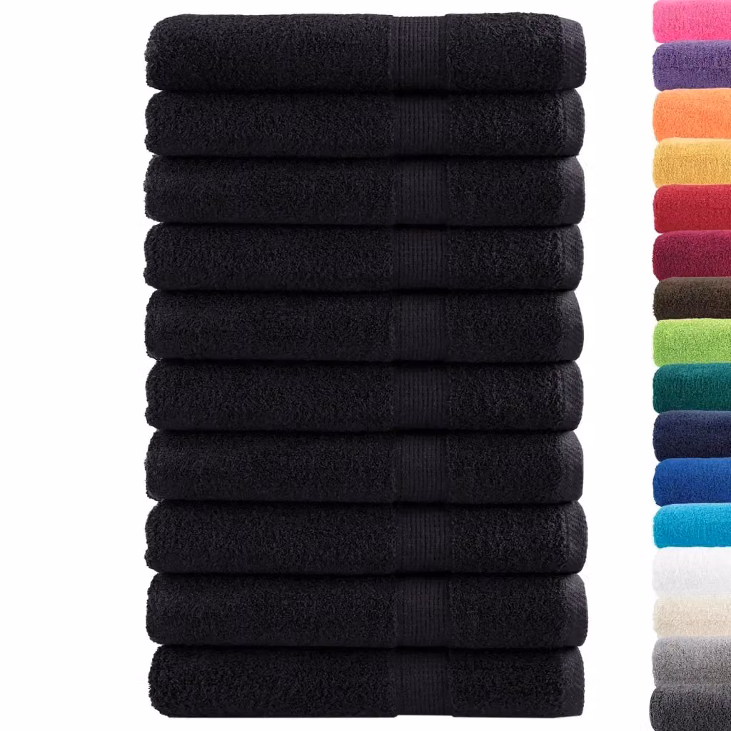 Set di 10 asciugamani per sauna e bagno SOLUND in cotone nero, 80 x 200 cm, 600 g/m2 – 2
