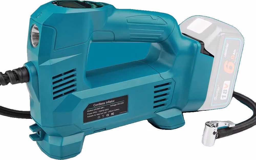Gonfiatore portatile senza fili, pressione massima 150 PSI, compatibile con batteria da 18 V, compressore ad aria a batteria