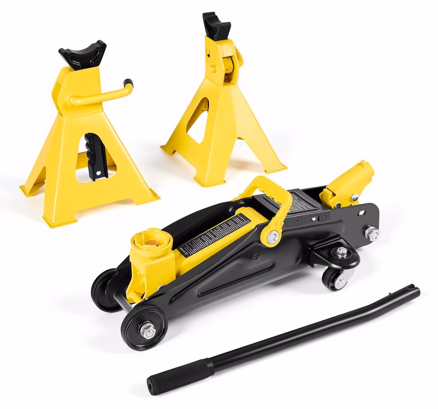 Sollevatore idraulico da 2 t, a basso profilo, con un'altezza di sollevamento 13-31 cm, colore giallo/nero