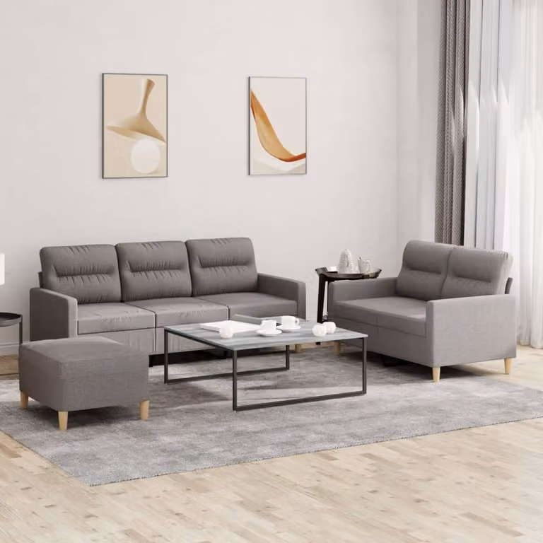 Maison Exclusive - Set divano a 3 pezzi con cuscini in tessuto color taupe