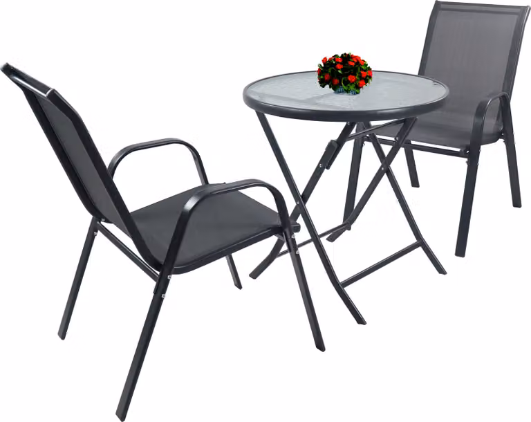 3 pz set di mobili da giardino / gruppo di posti a sedere gruppo da pranzo / 1xtable, 2x sedie / tavolo Dimensioni ca. H. 70 x ? 70 cm / set da giardino - Sonlas