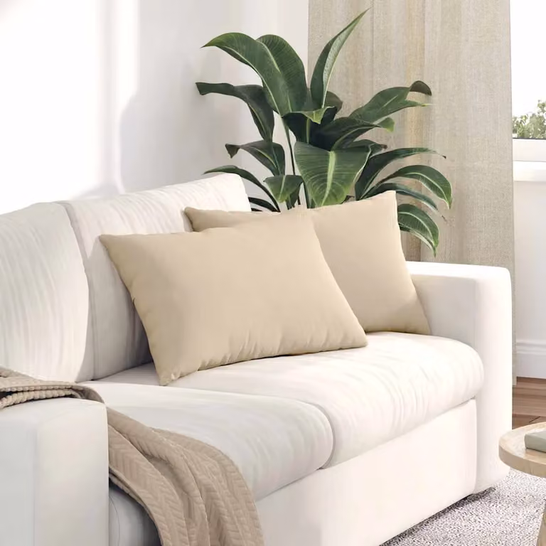 Set di 2 cuscini da divano vidaXL in tessuto beige con fodera rimovibile, L 60 cm x P 40 cm