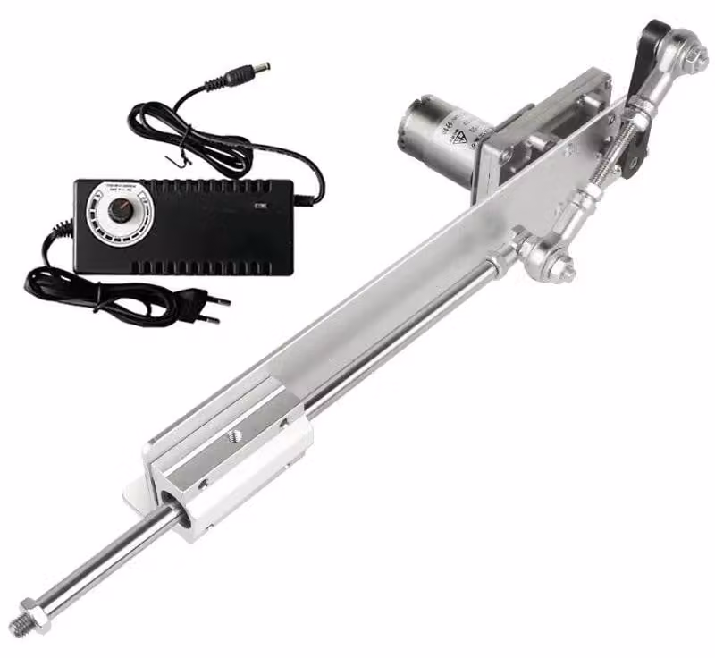 Attuatore lineare telescopico a corrente continua da 24V - Motore lineare con riduttore - Corsa da 6 a 20 cm - 130 giri/min - Velocità regolabile - Lega di alluminio - Colore A
