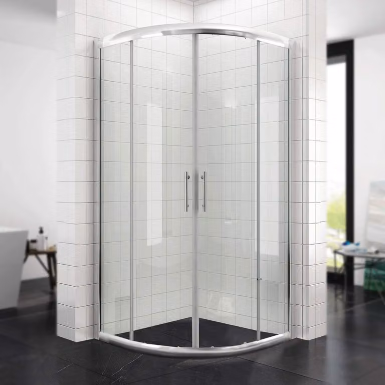 Quadrante doccia rotondo 90x90x195cm Porta scorrevole della cabina doccia Vetro di sicurezza NANO ESG