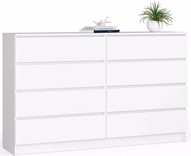 Cassettiera AKORD K160 Bianca 160 cm 8 cassetti 160x40x99 cm