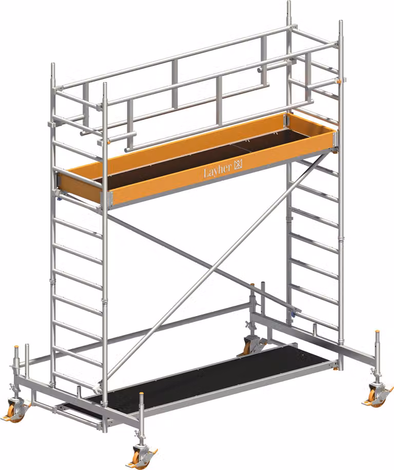 Ponteggio mobile Layher Uni Standard P2 Safety Plus con doppia ringhiera 4,35 m AH