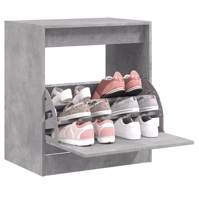 Scarpiera moderna vidaXL in legno grigio con vani a ribalta L/P/H: 60 x 42 x 69 cm