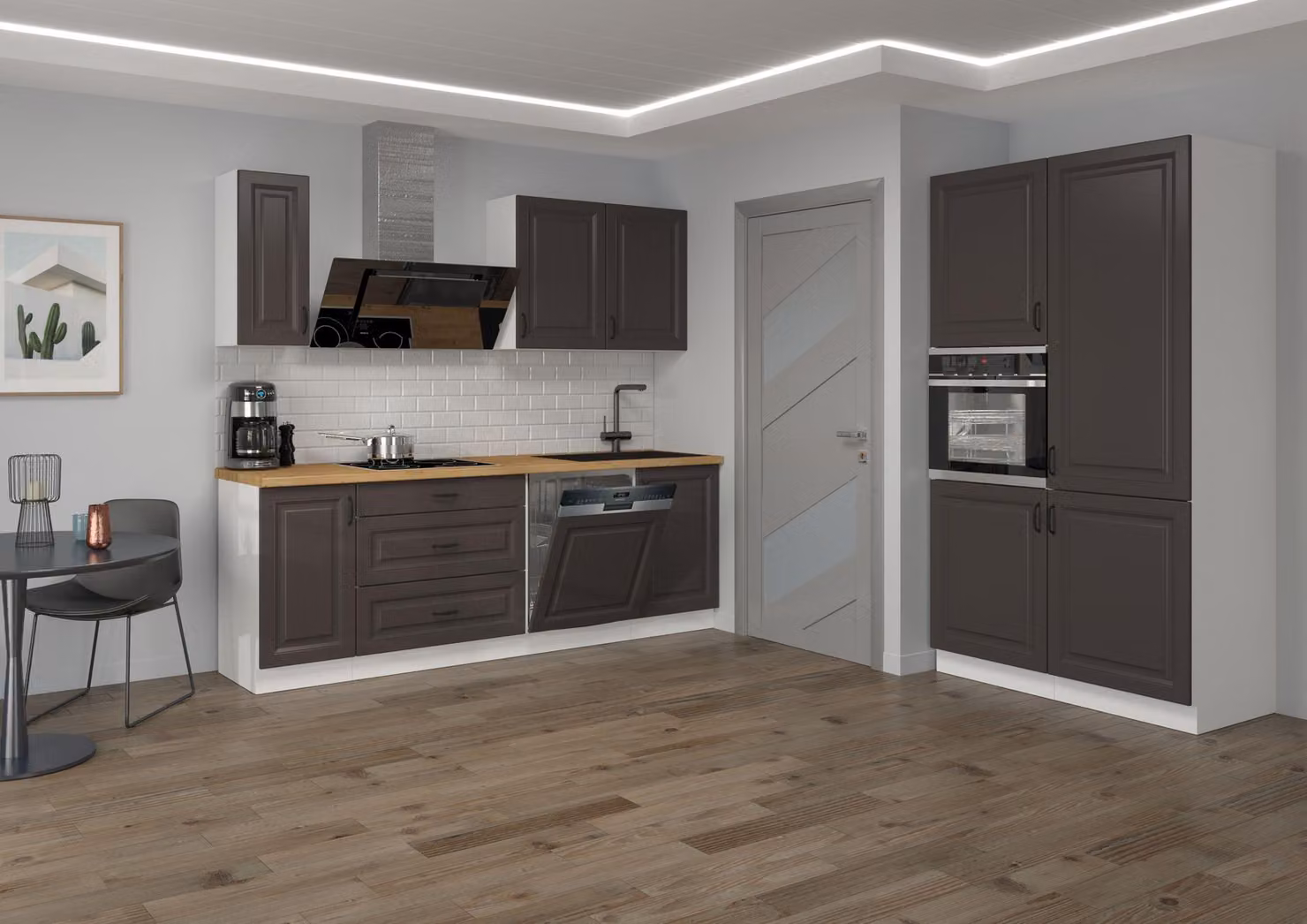 Cucina rustica Stilo Grigio 230 + 120 cm Cucina a vista Cucina a blocchi Cucina componibile