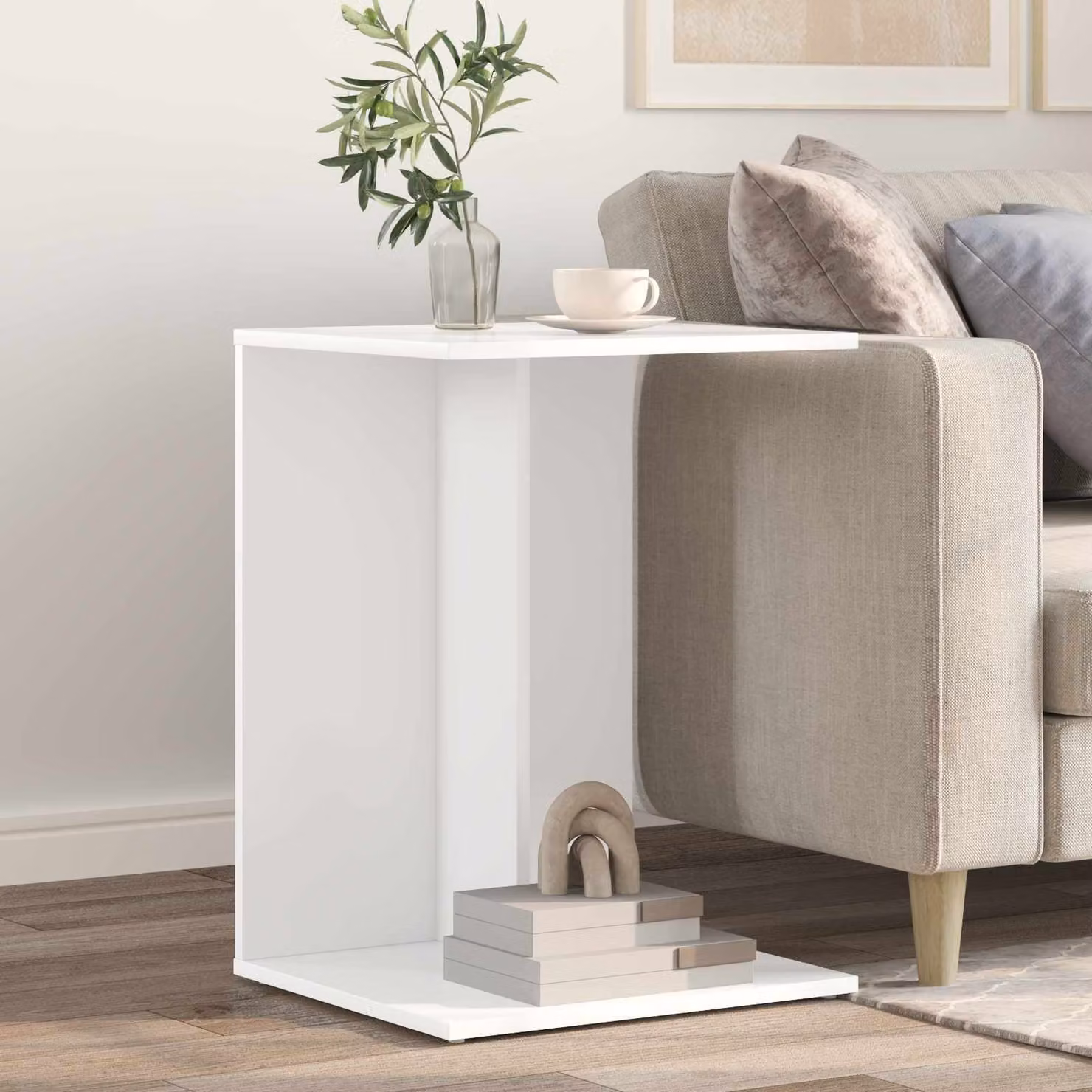 vidaXL Tavolo laterale moderno in legno MDF bianco L/P/H: 45 x 40 x 62,5 cm