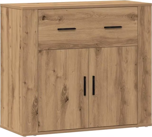 Credenza moderna in MDF color rovere marrone per sala da pranzo, L 80 cm x P 33 cm x H 70 cm – 1