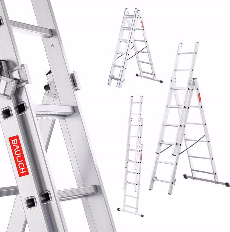 Baulich | Scala - Scala in alluminio - 3x6 gradini - Altezza massima 3,98 m - Pieghevole - Portata 150 kg