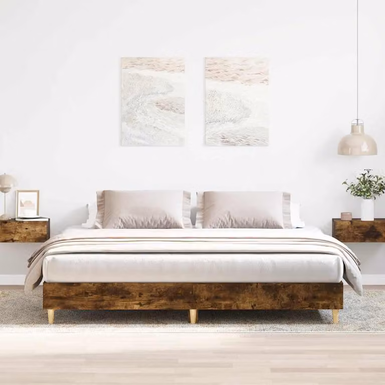 Giroletto vidaXL senza materasso in legno e composito, colore rovere fumo, L/P: 200 x 200 cm