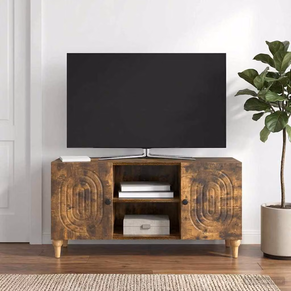 Mobile TV vidaXL in legno ingegnerizzato color rovere fumo, L 102 x P 34,5 x H 50 cm