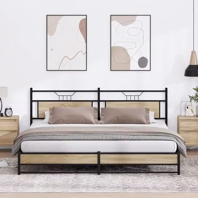 Giroletto senza Materasso in Metallo-Struttura Letto Rovere Sonoma 200x200 cm 540972