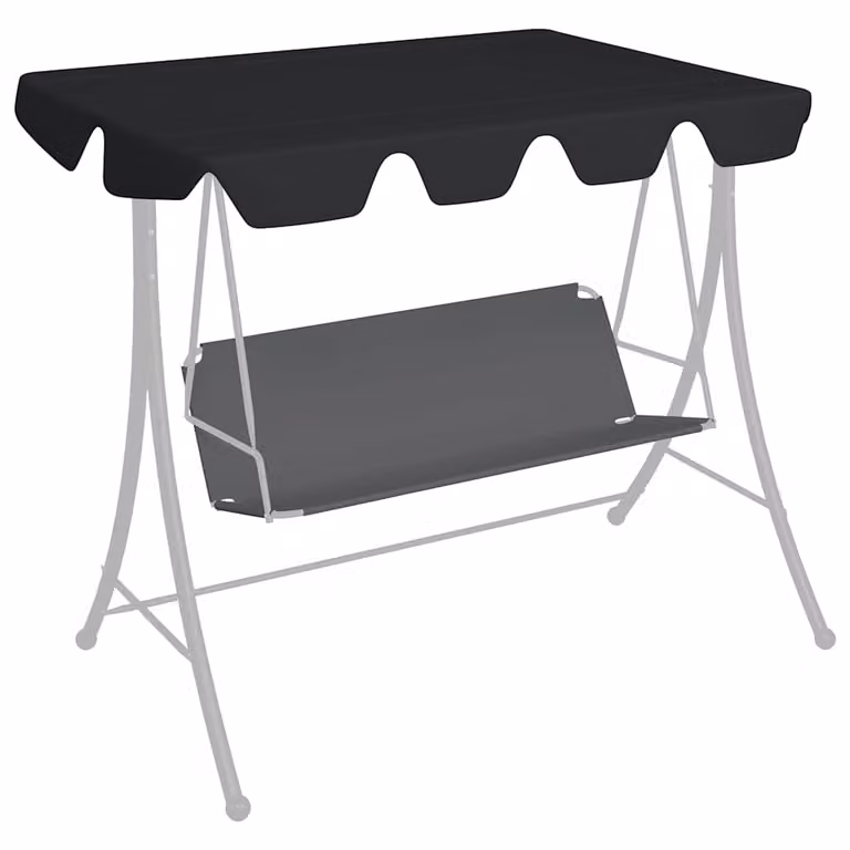 Baldacchino per dondolo da giardino vidaXL in poliestere rivestito in PVC, colore nero, L/P: 150 x 105 cm / 130 x 70 cm