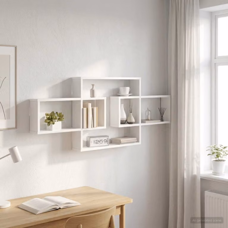 Scaffale da parete vidaXL Bianco in Legno MDF L: 130 cm, P: 10 cm, H: 50 cm