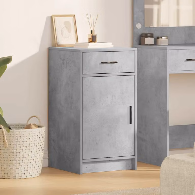 Credenza moderna vidaXL in legno ingegnerizzato grigio cemento L 40 cm, P 40.5 cm, H 75 cm