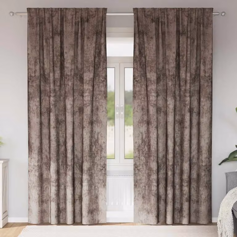 Set di 2 tende in velluto vidaXL color cappuccino, oscuranti e termoisolanti, H: 225 cm x L: 140 cm