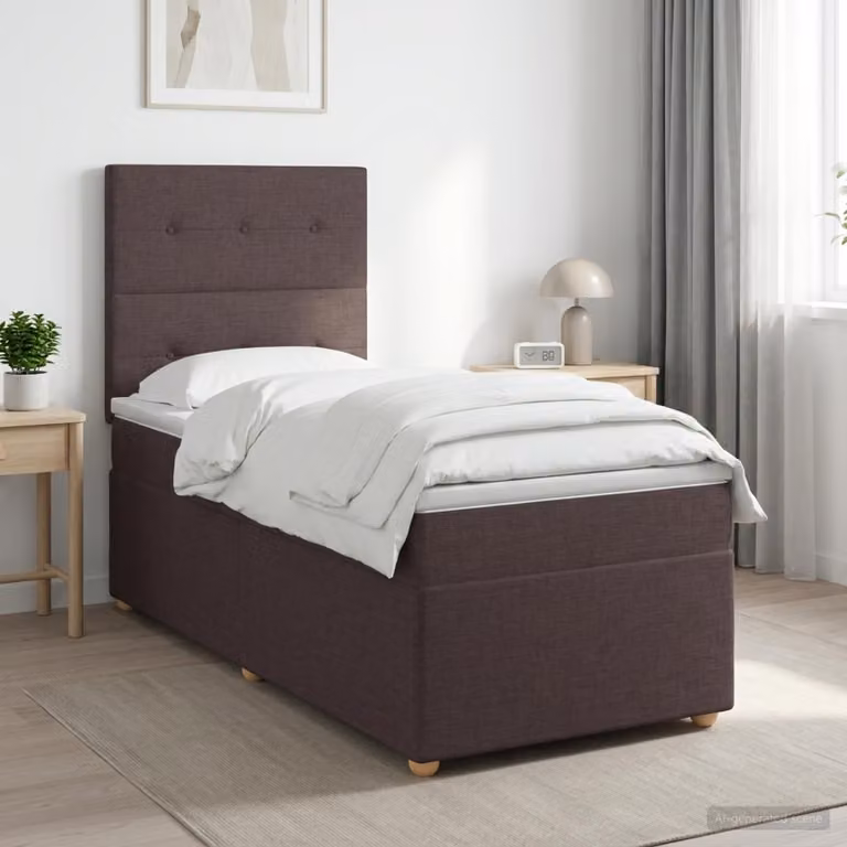Letto box spring con materasso ibrido vidaXL Marrone e Bianco L/P: 100 x 200 cm