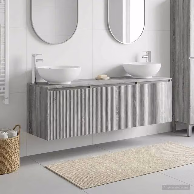 Set di Armadi da Bagno 3 pz Sonoma grigio 49,5 x 44,5 x 65 cm