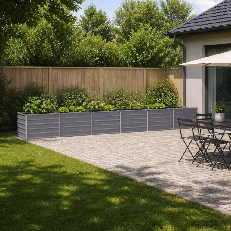 Letto rialzato da giardino vidaXL in metallo Corten Grigio L: 480 cm, P: 80 cm, H: 55 cm