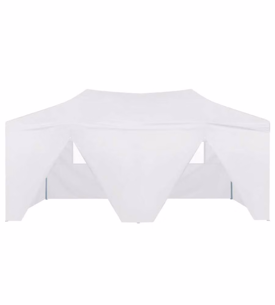 Gazebo Pieghevole con 4 Pareti 3x6 m Acciaio Bianco