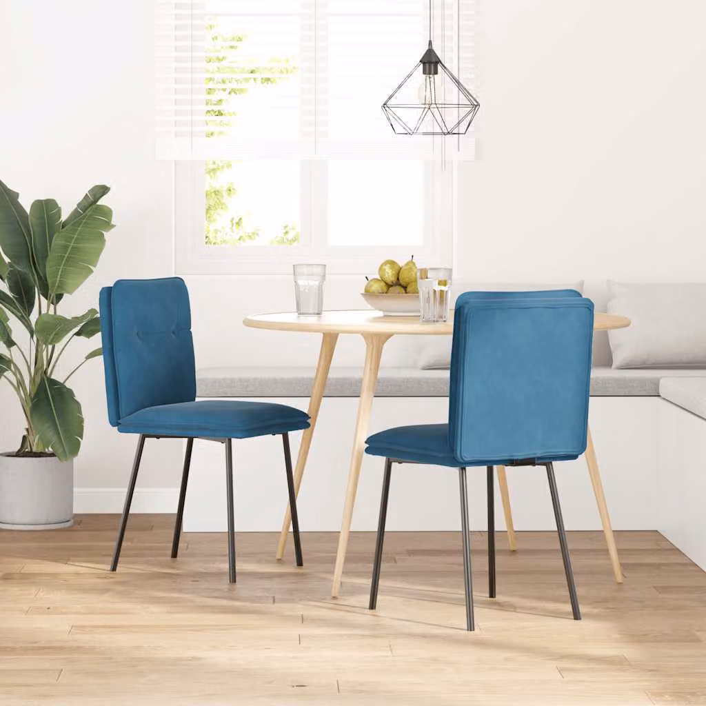 Sedie da Pranzo 2 pz Blu in Velluto