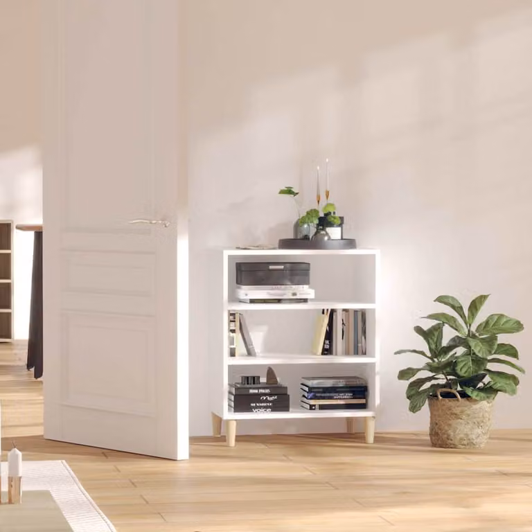 Credenza moderna vidaXL in legno multistrato e MDF, colore bianco opaco, L: 57 cm, P: 35 cm, H: 70 cm