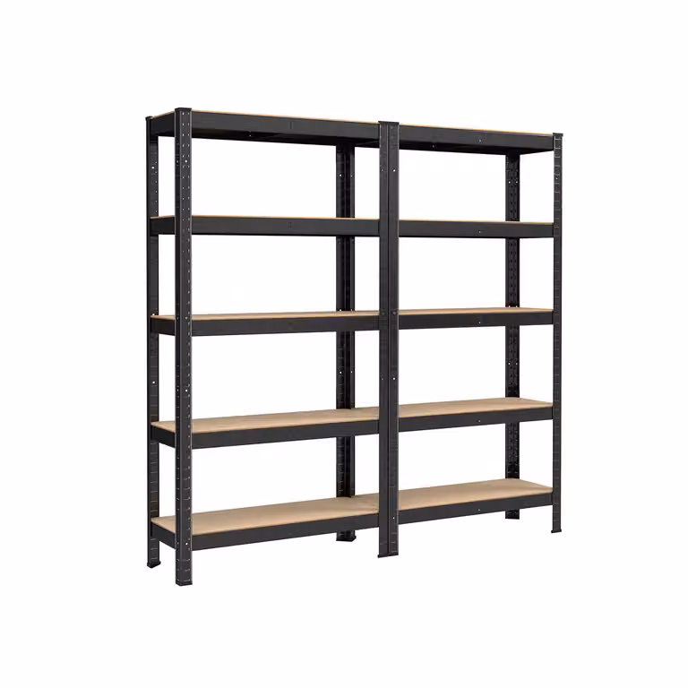 Scaffalatura con Ripiani Regolabili per Soggiorno, Cucina, Nero / 30P x 75L x 150A cm / 2