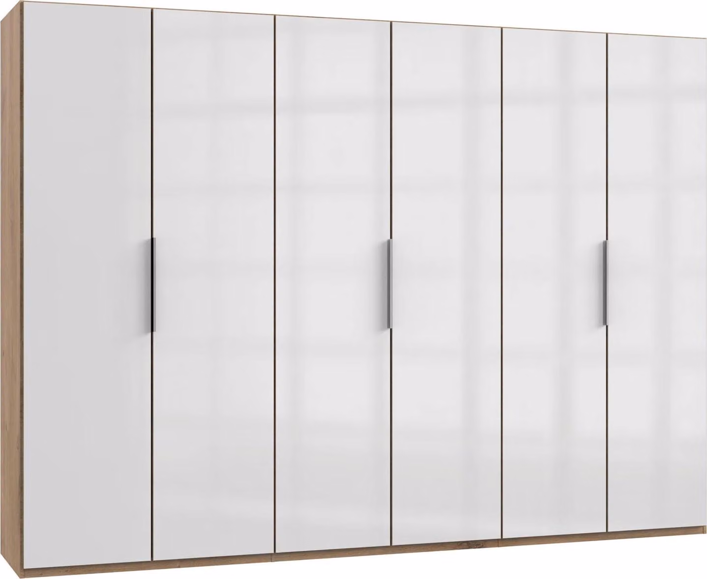 Armadio Level Armadio ad ante battenti 300x58x216cm in legno rovere vetro bianco 6 ante