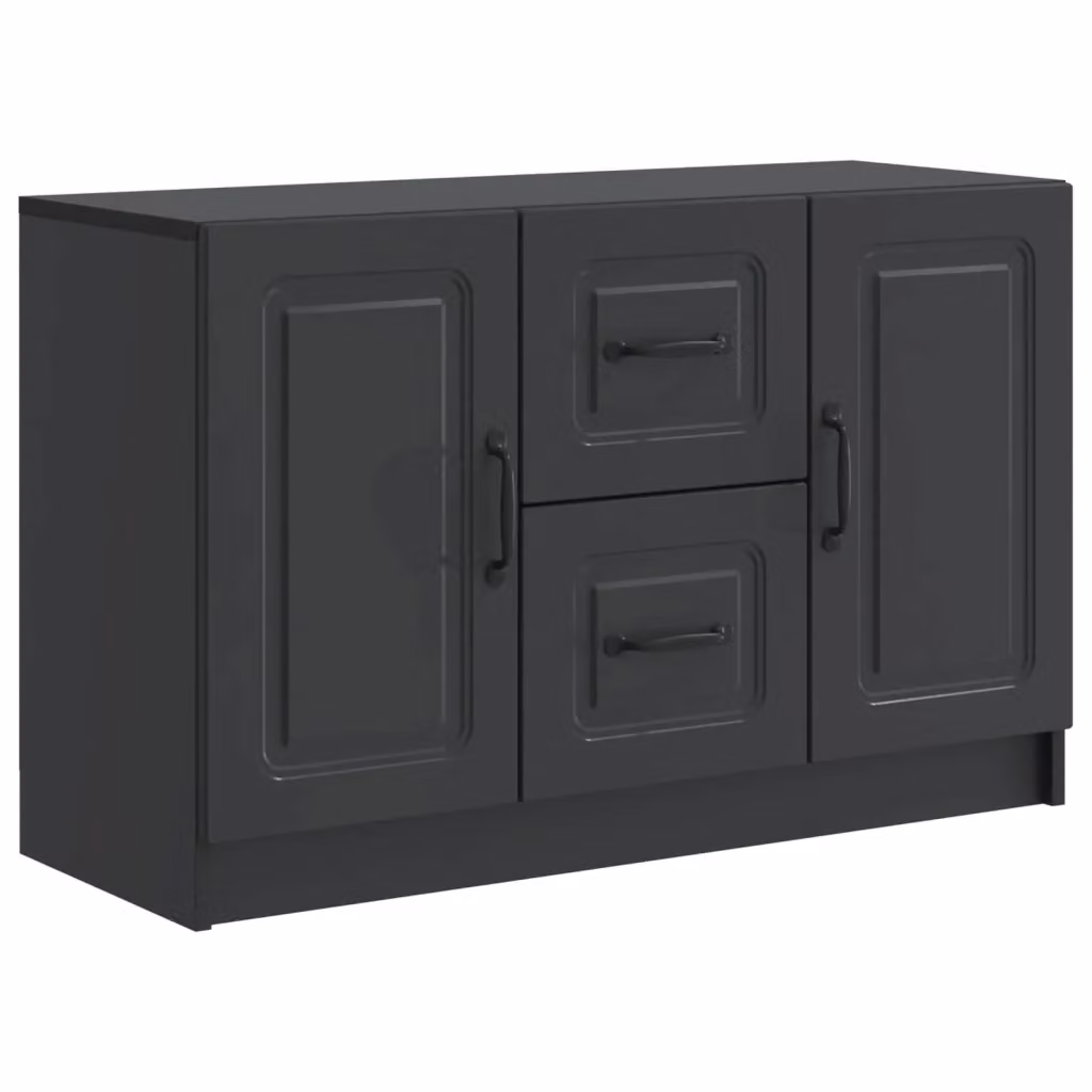 Credenza moderna Design In in legno ingegnerizzato e metallo, colore nero opaco, L 89 x P 34,5 x H 57 cm – 2