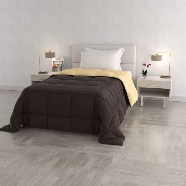 Trapunta una piazza e mezza double face marrone panna Datex
