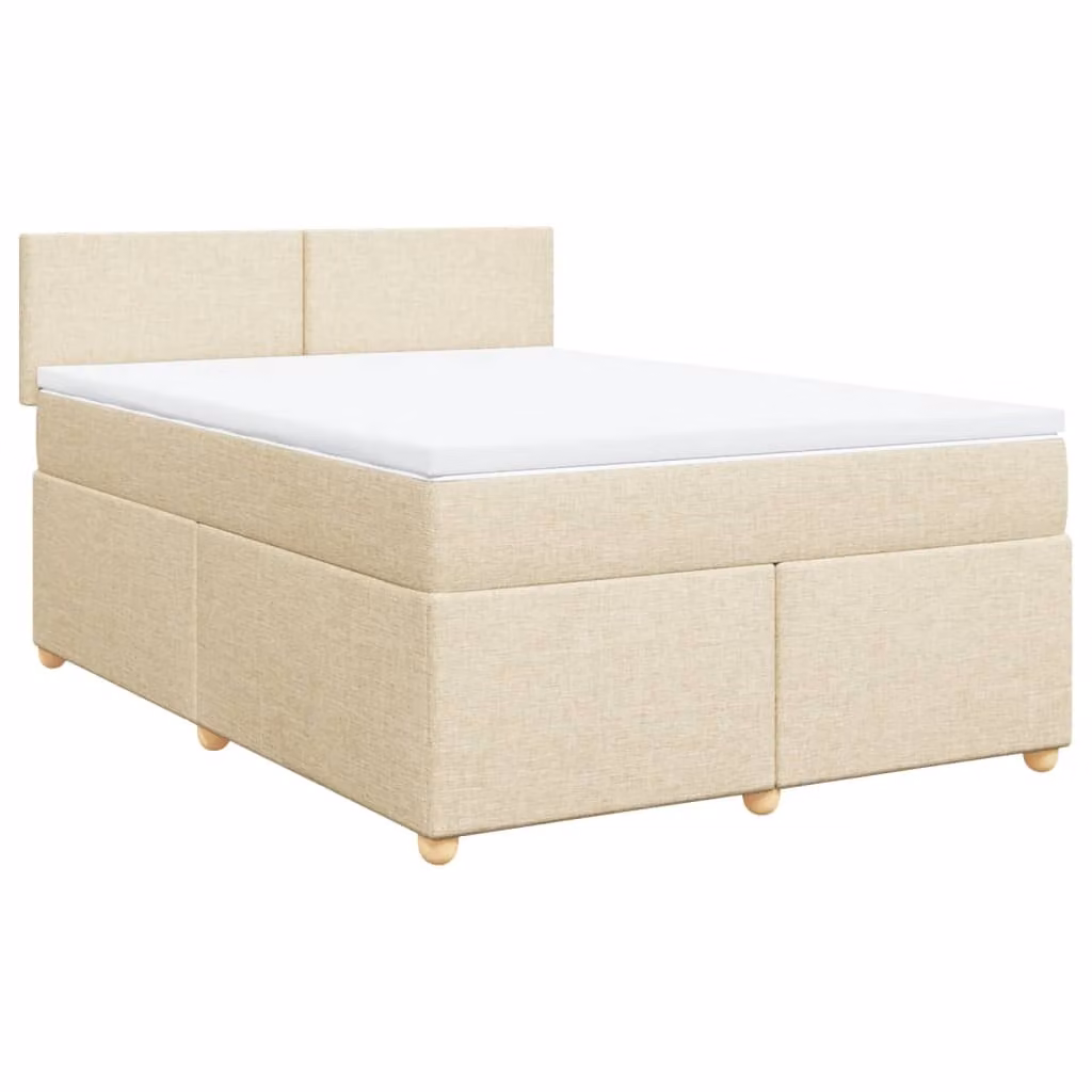 Giroletto a Molle con Materasso Crema 140x19 cm in Tessuto