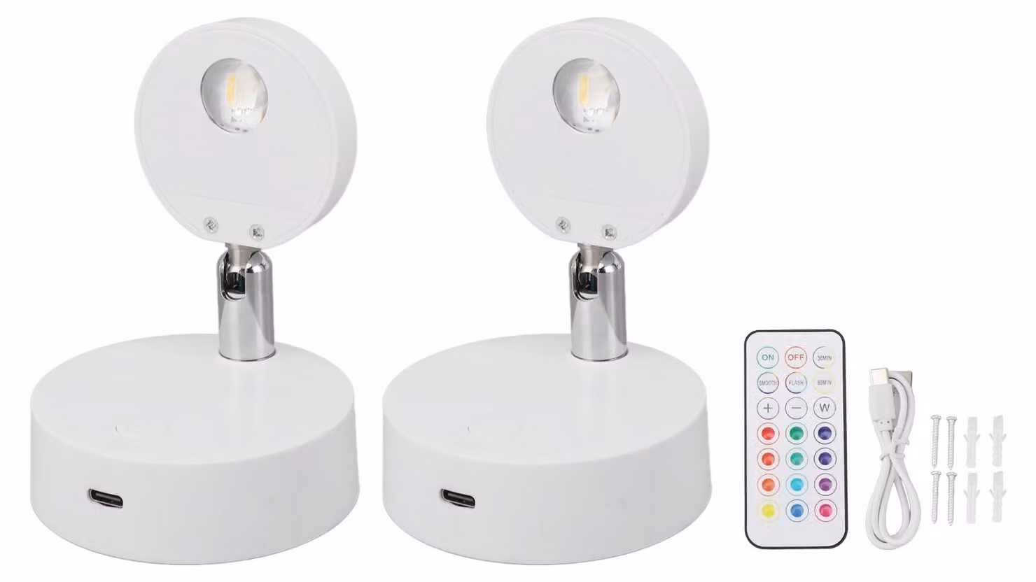 Fari a LED, luci per vetrine ricaricabili, faretti da incasso RGB, 13 colori, mini luci per vetrine, applique girevoli