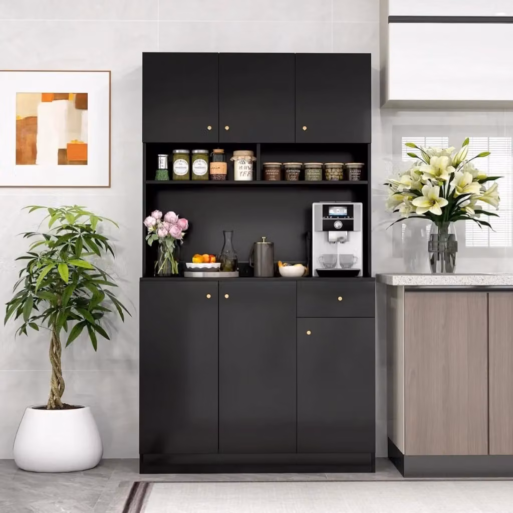 Armadio alto da cucina Design Mania con prese e porte USB, Nero, H: 181 cm, L: 40 cm, P: 60 cm – 2