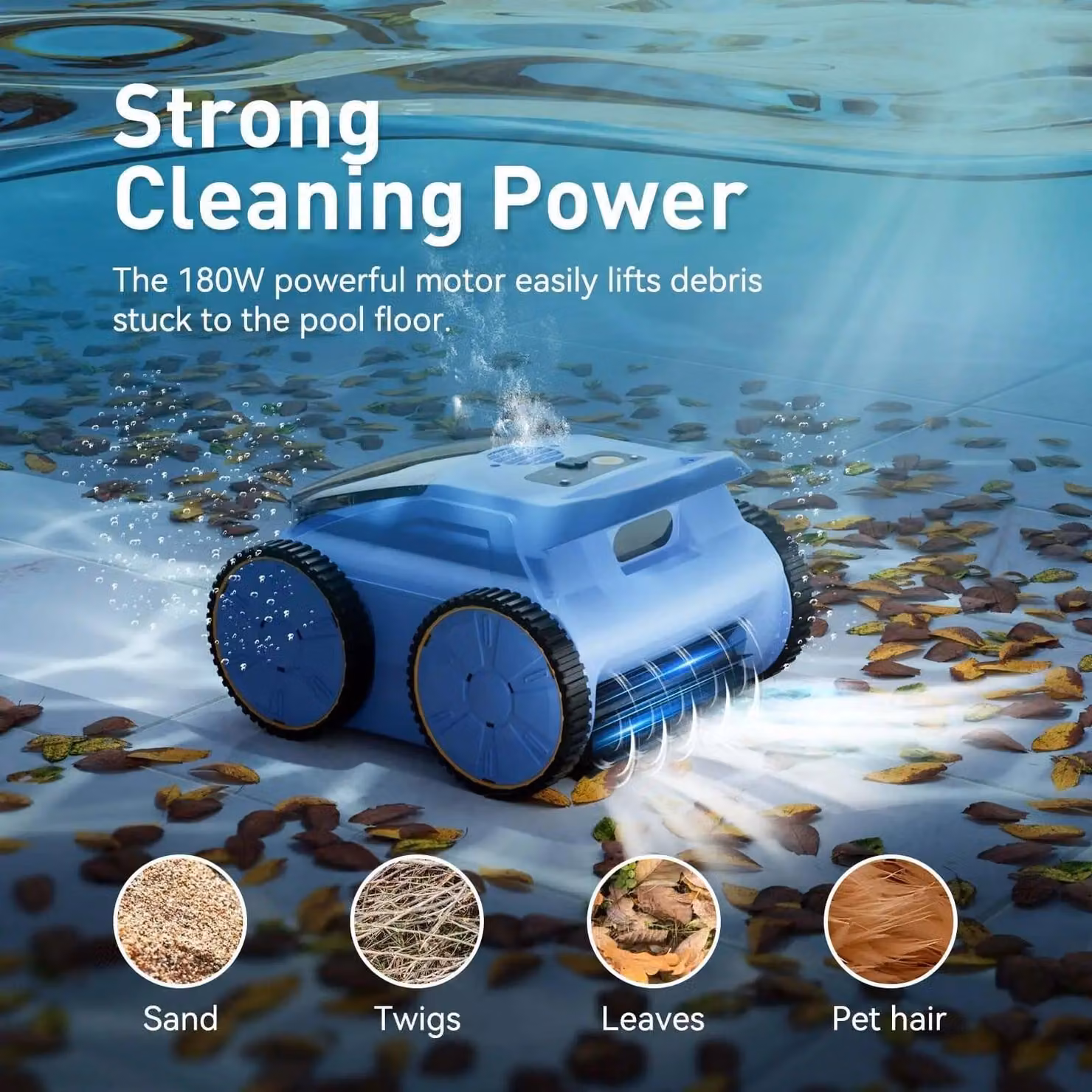 Aspirapolvere robotizzato per piscine - Pulitore per piscine - Aspirapolvere per piscine senza fili - Robot automatico per la pulizia delle piscine