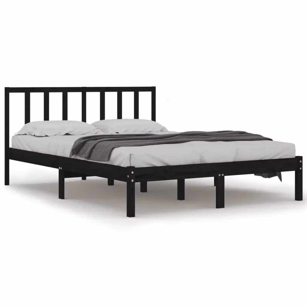 Letto King Size in Legno Massello di Pino Nero vidaXL L/P/H: 150 x 200 x 100 cm – 2