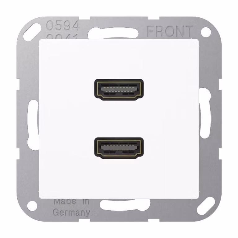 Connessione multimediale bianco alpino 2 x HDMI con anello di supporto - Connettore multifunzione bianco MA...