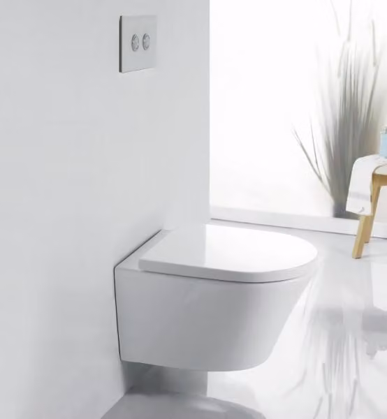 WC senza brida 1088R, completo di coperchio con sistema di chiusura ammortizzata - Bianco lucido, sedile con sistema di chiusura ammortizzata: dotato di luce notturna a LED standard