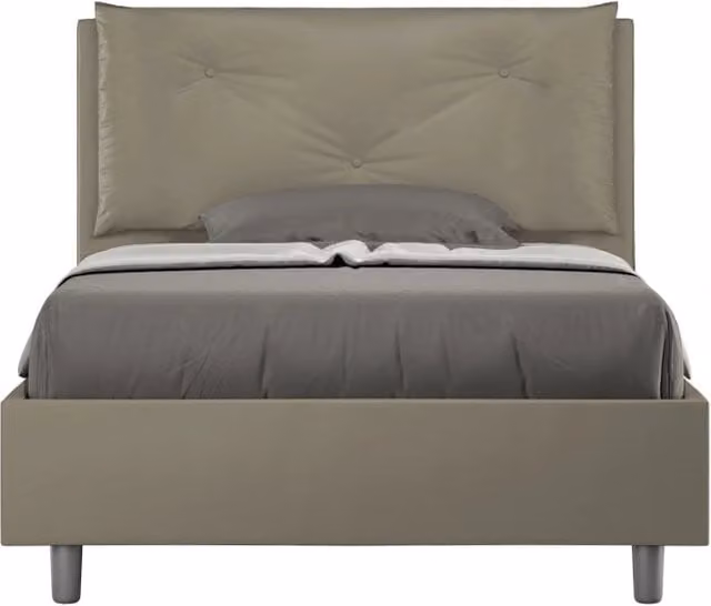 Letto Appia Large 1 Piazza e Mezzo con Rete Imbottita in Similpelle Beige L/P/H: 120 x 210 x 110 cm – 1